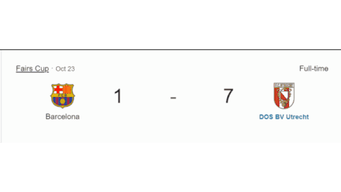 a scoreboard for a soccer game between barcelona and dos bv utrecht