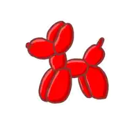 a drawing of a red balloon dog with a white background