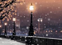 Street Lights Snowy Night GIF