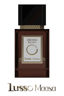 a bottle of lusso maasa aroma brown cologne