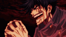 a man with blood coming out of his mouth