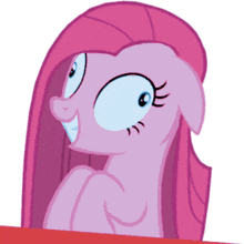 pinkie pie from my little pony looks surprised and shocked