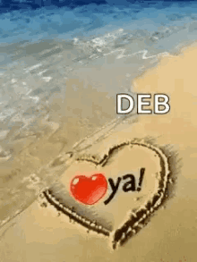 love ya deb heart beach sand
