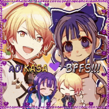 a picture of anime characters with the words aoikasa bffs on the bottom