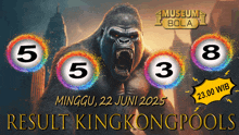 a poster for king kong pools shows a gorilla