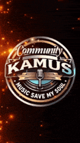 a logo for community kamus music save my soul with a microphone