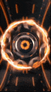 a circular object is surrounded by a circle of fire