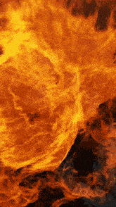 a close up of a fire with a lot of flames coming out of it