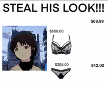 a picture of a girl with the words steal his look on it