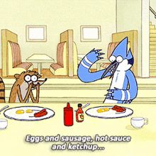 regular show mordecai and rigby eggs and sausage eggs sausage