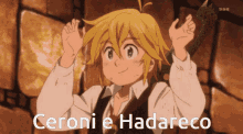 a picture of a boy with the words ceroni e hadareco above him