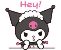 a cartoon character with a skull on her head and the words hey