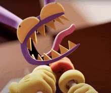 a close up of a cartoon character 's mouth with a long tongue sticking out