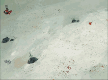 a painting of a rainbow coming out of a pile of people