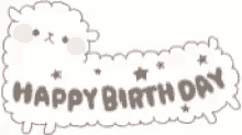 a happy birthday sign with a sheep and stars on it .