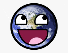 a smiley face with the earth in the center