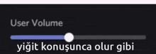 a screen with a slider that says ' user volu ' at the top