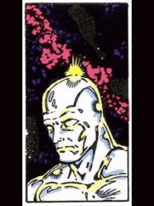 a comic book drawing of a man with a mohawk