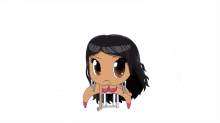 a cartoon girl with a heart shaped earring is smiling