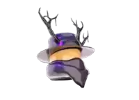 a 3d rendering of a purple hat with antlers