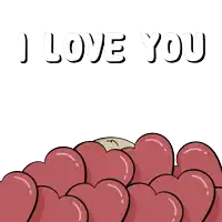 a cartoon sloth is surrounded by hearts and the words i love you