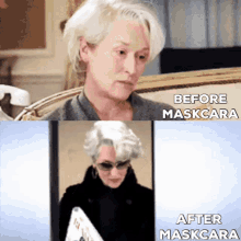 devil wears prada sassy shades off before and after mascara