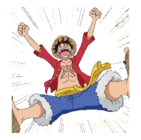 luffy from one piece is wearing a straw hat and a red jacket