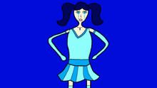 a cartoon of a girl in a blue dress with tears running down her face