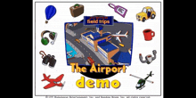 a cartoon drawing of an airport with the words " the airport demo " on the bottom