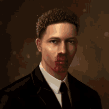 a man with blood coming out of his nose