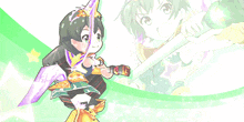 a little girl with a crown on her head is holding a hammer