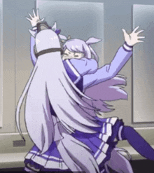 a couple of anime characters are standing next to each other and hugging each other .