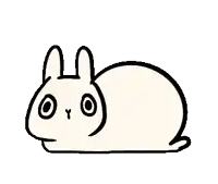 a black and white drawing of a bunny rabbit with big eyes on a white background .