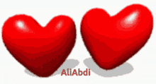 two red hearts with the name aliabdi on the bottom right
