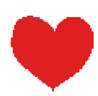 pixel art of a red heart with a white background