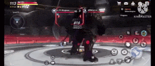 a screenshot of a video game with a robot fighting another robot