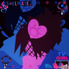 a picture of a girl with a pink heart and the words soulmates tv girl