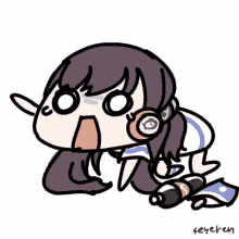 a drawing of a girl with headphones and a bottle of coke with the name seyeren on the bottom