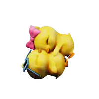 a cartoon duck with a pink bow on its head is laying on top of another duck
