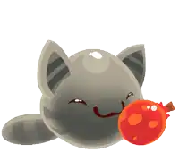 a cartoon of a cat holding a red ball in its mouth