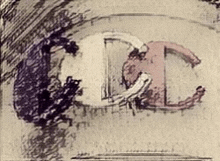 a drawing of a person holding a letter c in their hand