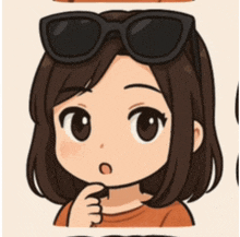 a cartoon of a girl wearing sunglasses and making a funny face