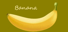 a banana on a green background that says banana