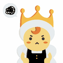 a cartoon character with a crown on their head