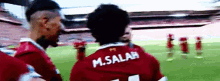احتفال محمد صلاح ليفربول رأس ضربة فيرمينيو هدف جول GIF - Mohamed Salah Mo Salah Premier League GIFs