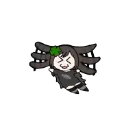 a drawing of a person laying upside down with a clover on their head .
