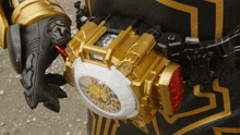 a close up of a belt with a clock on it that says become