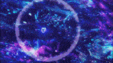 a person is falling into a purple and blue space .