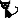 a black and white pixel art of a cat with horns and a tail .