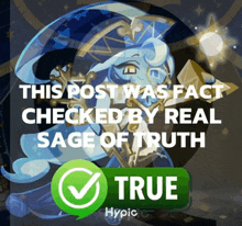 a post that says this post was fact checked by real sage of truth hypic
